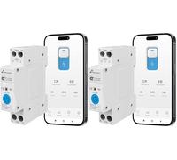 Interrupteur rail DIN WiFi avec compteur de consommation NIVIAN Smart Home - Télécommande par application, protection électrique 1-63 A, automatisations, Alexa et Google (Lot de 2)