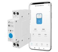 Interrupteur rail DIN WiFi avec compteur de consommation NIVIAN Smart Home - Télécommande par application, protection électrique 1-63 A, automatisations, Alexa et Google