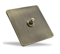 Interrupteur rétro Fait à la Main 86 Type 1-4 Gang 2 Voies Interrupteur de Commande Interrupteur Mural en Bronze Vert Interrupteur à Bascule brossé Panneau en métal Levier Interrupteur Mural