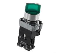 Interrupteur rotatif 22 mm - 220 V - Avec LED verte - Bouton marche/arrêt - 10 A - 600 V - Contacts argentés pour commandes industrielles - Série XB2 - Noir (vert)
