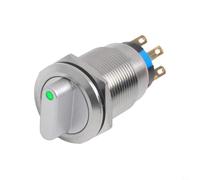 Interrupteur rotatif 3 positions autobloquant 19 mm 2NO2NC 12-24 V Indicateur LED IP67 étanche pour machine CNC équipement industriel panneau d'instruments de bateau (vert)