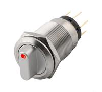 Interrupteur rotatif 3 positions autobloquant 19 mm 2NO2NC 12-24 V Indicateur LED IP67 étanche pour machine CNC équipement industriel panneau d'instruments de bateau (rouge)