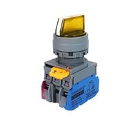 Interrupteur rotatif à bouton éclairé FXBY6 Interrupteur de démarrage à verrouillage automatique 22 mm 2/3 positions 1NO1NC avec lumière LED(Blue Light,3 POSITION 2NC_LATCHING_12V)