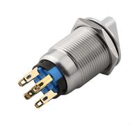 Interrupteur rotatif à verrouillage 3 positions 2NO2NC 12-24 V avec indicateur LED IP66 IK09 Protection pour machine CNC et équipement industriel (rouge)