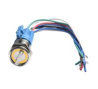 Interrupteur rotatif de 19 mm à verrouillage 3 positions 2NO 2NC avec prise de fil, interrupteur à bouton-poussoir en métal étanche IP66 IK09 pour équipement industriel 12-24 V (jaune)