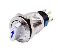 Interrupteur rotatif de 19 mm, verrouillage automatique, 3 positions (2NO2NC), indicateur LED, protection IP66 pour une meilleure visibilité (vert)