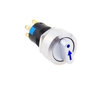 Interrupteur rotatif en métal de 16 mm, 2 ou 3 positions, marche/arrêt, 12 V, LED rouge/vert, bouton-poussoir en acier inoxydable, 1 NO/1 NC, verrouillage SPDT(Blue,2 POSITION 2NO2NC_24V)
