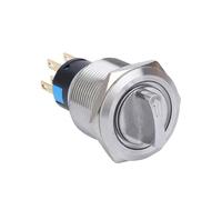 Interrupteur rotatif métallique éclairé à verrouillage automatique momentané, 19 mm, 2/3 positions, sans LED, 5 pièces(Blue LED,SELF-LOCKING_9-30V)