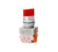 Interrupteur rotatif NP4-11X/21 deux positions auto-verrouillable | Sélecteur rotatif rond 22mm rouge poignée courte 2 positions auto-verrouillable sans lumière 1NO+1NC