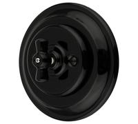 Interrupteur rotatif rétro encastré, en porcelaine, tout-en-un, série PR1, noir