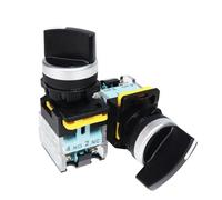 Interrupteur rotatif sélecteur en plastique FXB38, 22 mm, verrouillage momentané, 2 NO, 1 NO, 1 NC, 2/3 positions, 10 A, bouton marche/arrêt, noir(Long handle,440V 10A_MOMENTARY SELF-RESET_2 POSITION)