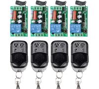 Interrupteur sans fil 10 A - Sortie relais 220 V - Récepteur 4 canaux avec 4 télécommandes - Module émetteur manuel marche/arrêt - Interrupteur sans fil