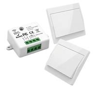 Interrupteur sans fil 230 V sans pile avec récepteur 433 MHz | Interrupteur sans câblage, bouton radio avec récepteur, pour lumière 100-240 V, montage mural, aucun nouveau câblage