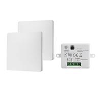 Interrupteur sans fil 230V interrupteur va et vient sans fil 10A 433MHz interrupteur radio sans fil et sans pile d'éclairage télécommandé Portée 30M Sans Câblage 1 récepteur 2 Contrôleur WHD05+WHZ03