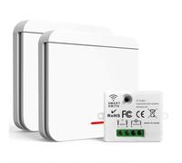 Interrupteur Sans Fil, 230V Interrupteur Va Et Vient Sans Fil, Interrupteur Radio D'éclairage Portée Télécommandé De 30 M, Panneau Mural RF Et Contrôleur De Récepteur 10A, Pour Lampe Jusqu'à 1500W,2V1