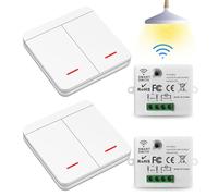 Interrupteur Sans Fil 230V - Sans Perçage ni Travaux Électrique - Va et Vient Sans Fil Intelligent pour Luminaire Chambre à Coucher, Salon, Escalier, Extérieur (2 Récepteur + 2 Interrupteur)