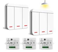 Interrupteur Sans Fil 230V - Sans Perçage ni Travaux Électrique - Va et Vient Sans Fil Intelligent pour Luminaire Chambre à Coucher, Salon, Escalier, Extérieur (3 Récepteur + 2 Interrupteur)