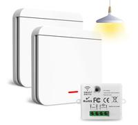 Interrupteur Sans Fil 230V - Sans Perçage ni Travaux Électrique - Va et Vient Sans Fil Intelligent pour Luminaire Chambre à Coucher, Salon, Escalier, Extérieur (1 Récepteur + 2 Interrupteur)