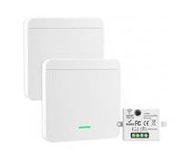 Interrupteur Sans Fil 433MHz 220V, Kit de 2 Interrupteur Va et Vient Sans Fil pour Lampe, Kit Interrupteur Radio Éclairage avec Télécommande Murale, Récepteur 1500W, Portée 30 m, Maison Garage