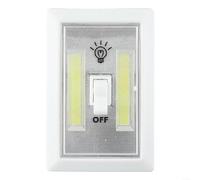 Interrupteur sans fil à piles COB LED avec bouton marche/arrêt pour abri de jardin, garage, armoire, sous escaliers, éclairage mural en plastique, blanc