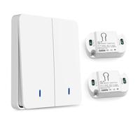 Interrupteur sans fil de 2 Kit, Interrupteur d'éclairage sans fil, Interrupteur sans fil RF 433Mhz et contrôleur de récepteur 10A, Interrupteur va et vient sans fil, portée 100m, Aucun Câblage Requis
