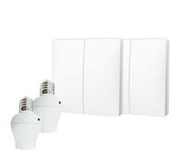 Interrupteur sans fil et sans pile Auto alimenté - Écologique - Qualité Pro - Va et vient RF 2 télécommande double allumage + 2 douilles adptateur radios à vis E27 - Longue Distance