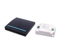 Interrupteur sans Fil, Interrupteur d'éclairage sans fil, RF 433Mhz Interrupteur va et Vient sans Fil et contrôleur 10A, installation facile, portée de 100 m - 1 interrupteur Noir et 1 récepteur