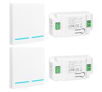 Interrupteur sans Fil, Interrupteur d'éclairage sans fil, RF 433Mhz Interrupteur va et Vient sans Fil et contrôleur 10A, installation facile, portée de 100 m - 2 interrupteurs blancs et 2 récepteurs