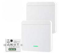 Interrupteur Sans Fil Kit Va et Vient Radio 433MHz 10A 240V | Interrupteur Connecté Éclairage Télécommandé Portée 50m, Sans Câblage pour Lampe Jusqu'à 1000W(2 interrupteur + 1 contrôleur)