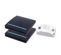 Interrupteur sans Fil, RF 433Mhz Interrupteur va et Vient sans Fil et contrôleur 10A, installation facile, portée de 100 m - 2 interrupteurs Noir et 1 récepteur