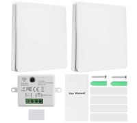 Interrupteur Sans Fil Sans Pile RF433 Interrupteur Sans Fil Émetteur Extra Fin 240V 10A Drahtloser Wandschalter mit Empfänger WHD05+WHZ03 1 Récepteur + 2 Panneaux de Commande