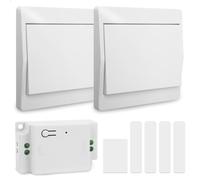 Interrupteur Sans Fil,Va et Vient Sans Fil avec Récepteur 230V 10A, 433MHz,Sans Pile Auto-alimenté,Commande à Distance pour Salon & Chambre (1 Récepteur et 2 Interrupteurs)