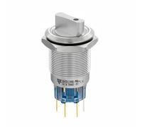 Interrupteur sélecteur 19 mm 3 positions avec LED bleue, interrupteur rotatif en acier inoxydable verrouillable étanche IP65, interrupteur encastrable robuste 12 V-250 V pour voiture
