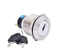 Interrupteur sélecteur à clé rotatif en métal étanche 16 mm 19 mm 22 mm 2 3 positions en acier inoxydable interrupteur de verrouillage à bouton-poussoir 1NO1NC(19mm,2position(3 pins))