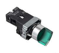 Interrupteur sélecteur rotatif lumineux à LED 22 mm 220 V Type de verrouillage marche/arrêt pour systèmes électriques à contrôle automatique (vert)