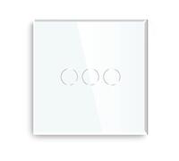 Interrupteur Tactile 1/2/3 Voies, Double, À Triple Capteur, Panneau En Verre Standard Unidirectionnel, Rétroéclairage Bleu, Série Blanche(3Gang Switch)