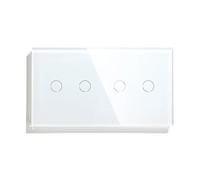 Interrupteur Tactile 1/2/3 Voies, Double, À Triple Capteur, Panneau En Verre Standard Unidirectionnel, Rétroéclairage Bleu, Série Blanche(2G 2G Switch)