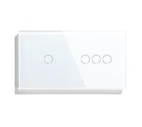 Interrupteur Tactile 1/2/3 Voies, Double, À Triple Capteur, Panneau En Verre Standard Unidirectionnel, Rétroéclairage Bleu, Série Blanche(1G 3G Switch)