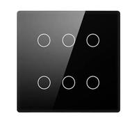 Interrupteur tactile 4x4 Brésil, panneau en verre, 4/6/8 interrupteurs, télécommande par Alexa Dot Home(6 Gang (Black))