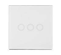 Interrupteur tactile à 3 interrupteurs avec verre cristal pour surface pour ampoules LED et tubes à démarrage électronique sans étincelle Fil sous tension unique Noir (blanc)