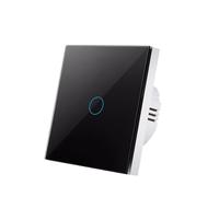 Interrupteur tactile AC100-240V Alimentation LED 1/2/3 postes Panneau en verre cristal Applique murale Interrupteur à capteur Interruttore(Black touch two)