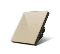 Interrupteur Tactile Commutateurs D'éclairage Intelligents 1/2/3 Gang 1 Voie Interrupteur Tactile Capteur Encastré De Lampe Murale Panneau En Verre Trempé Standard 220 V-240 V(2 Gang 1 Way Gold)