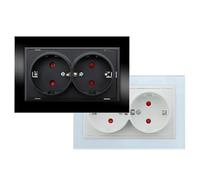 Interrupteur tactile double - blanc brillant et noir brillant, 220 g, dimensions 86 x 86 x 36 mm, design élégant pour tout espace électrique