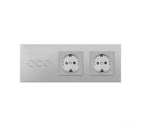 Interrupteur tactile intelligent WiFi, commande vocale pour Alexa Google Assistant, prise électrique murale pour domotique (gris)