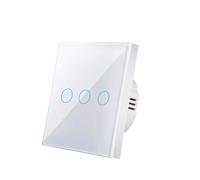 Interrupteur tactile LED en verre cristal for lampe murale, 1/2/3 voies, AC100-240 V, capteur(White touch three)