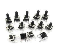 Interrupteur tactile momentané à bouton-poussoir à angle droit avec support 6 x 6 x 4,3/5/6/7/8/9/12 mm, 20 pièces(6x6x7mm)