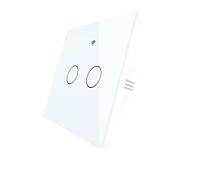 Interrupteur tactile mural WiFi 2,4 G + BLE + RF 433 MHz, verre trempé blanc, 2 touches, carré 86 x 86 x 30 mm pour boîte 502, application TUYA Smart Life