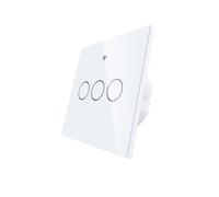 Interrupteur tactile mural WiFi 2,4 G + BLE + RF 433 MHz, verre trempé blanc, 3 touches, carré 86 x 86 x 30 mm pour boîte 502, application TUYA Smart Life
