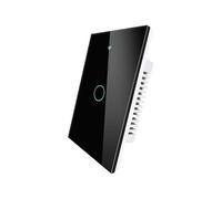 Interrupteur tactile mural WiFi 2,4 G + BLE + RF 433 MHz, verre trempé noir, 1 bouton, 120 x 72 x 38 mm pour boîte 503 italienne, application TUYA Smart Life