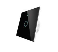 Interrupteur tactile mural WiFi 2,4 G + BLE + RF 433 MHz, verre trempé noir, 1 bouton, carré 86 x 86 x 30 mm pour boîte 502, application TUYA Smart Life